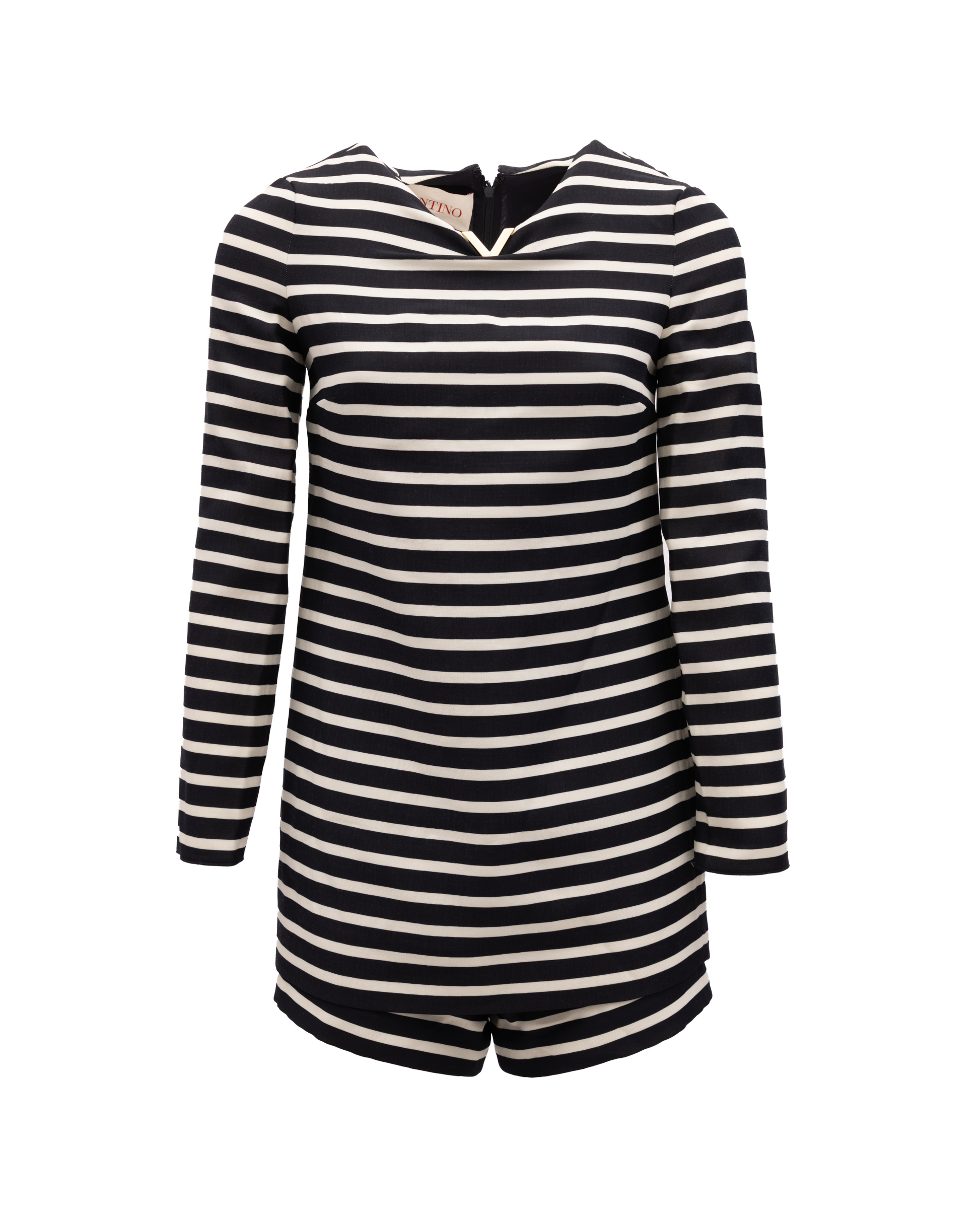 Valentino Garavani Black and White Striped Romper
