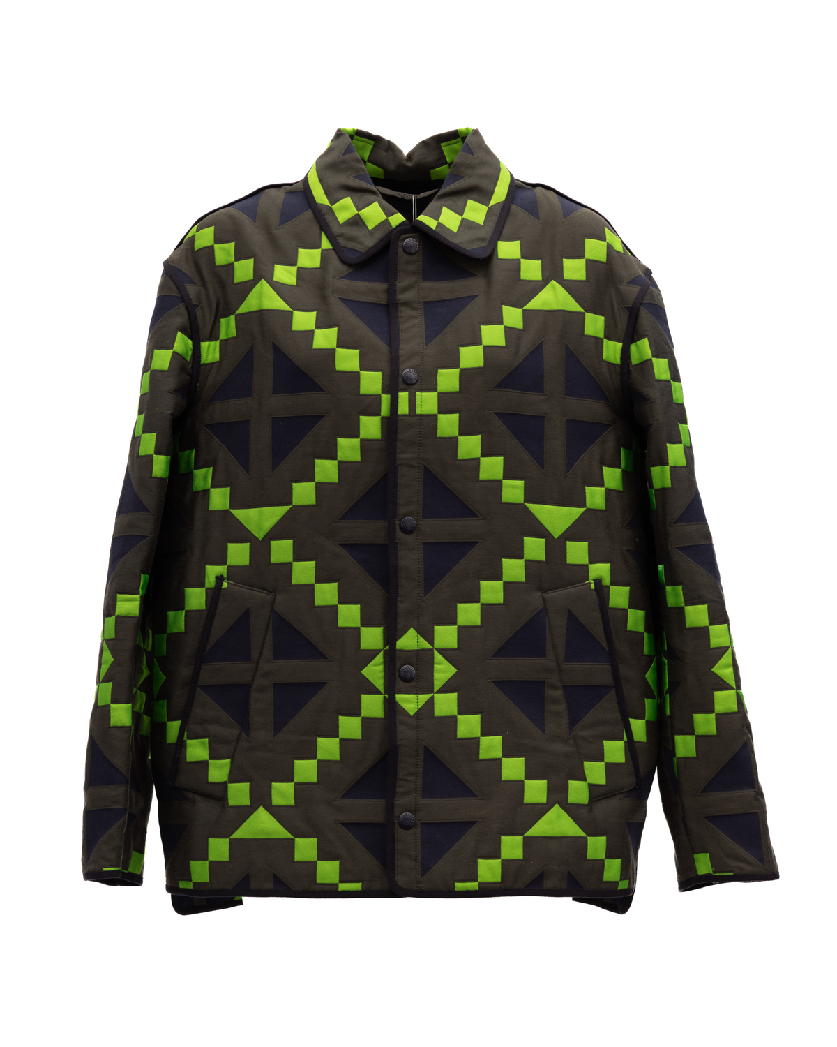 Valentino Garavani Grüne Geometrische Knopfleistenjacke