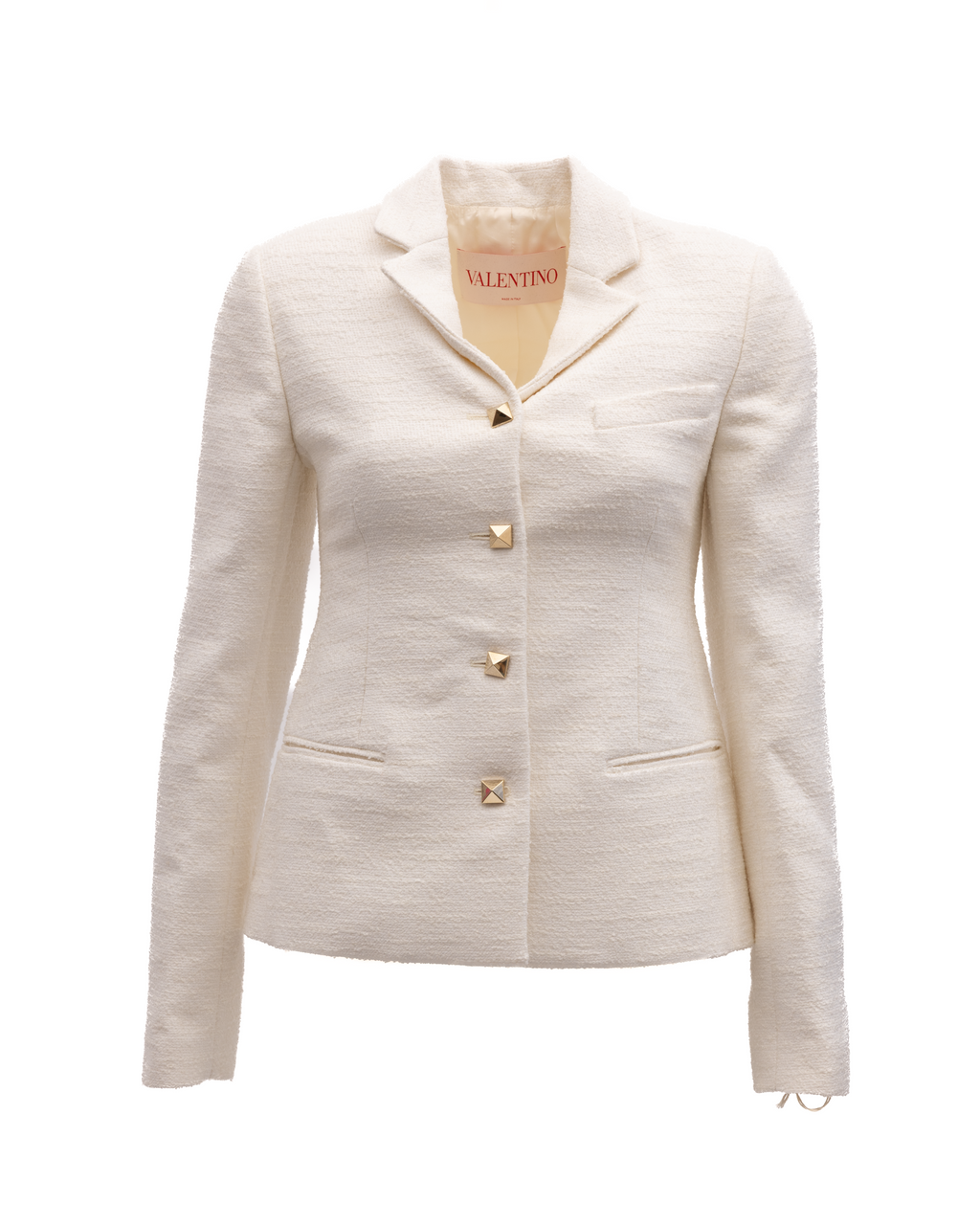 Valentino Garavani Off-White Tailored Blazer with Gold Stud Buttons
