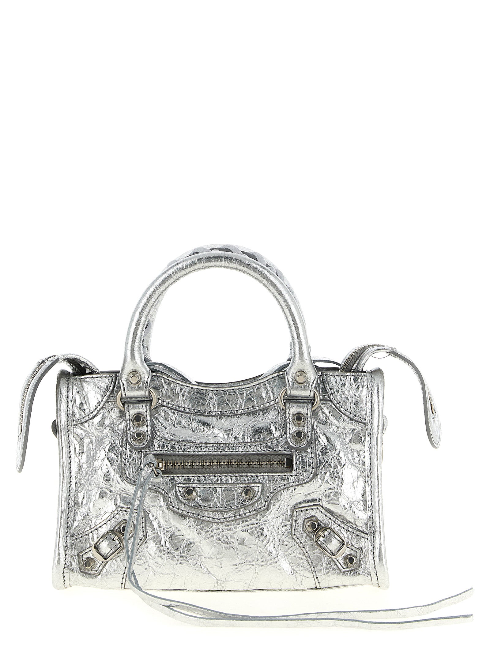 Balenciaga Silver Lamb Leather Crossbody Bag