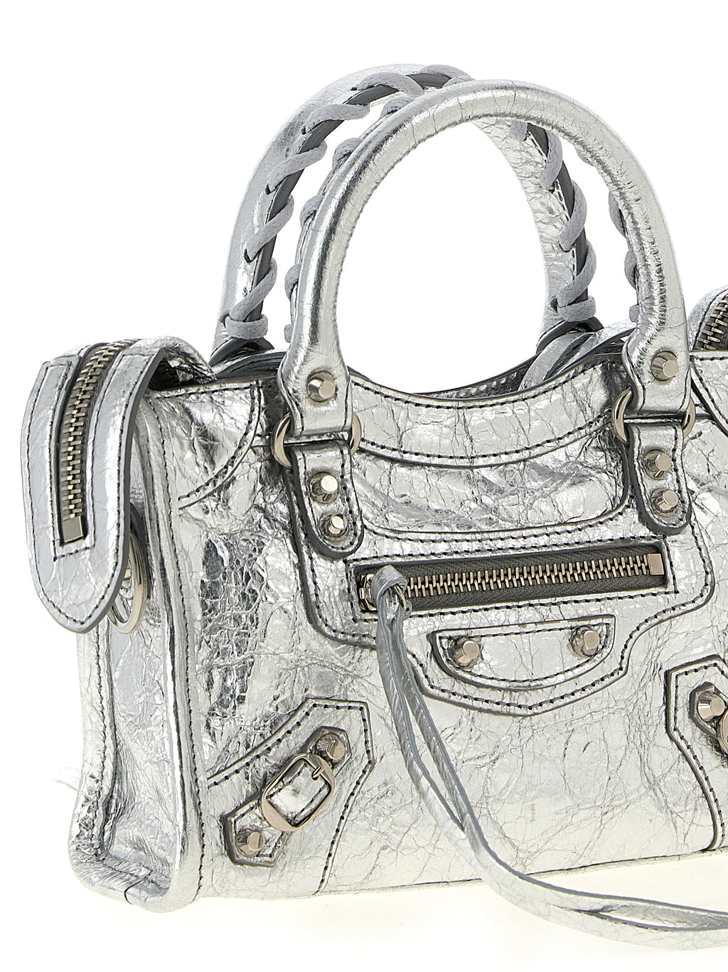 Balenciaga Silver Lamb Leather Crossbody Bag