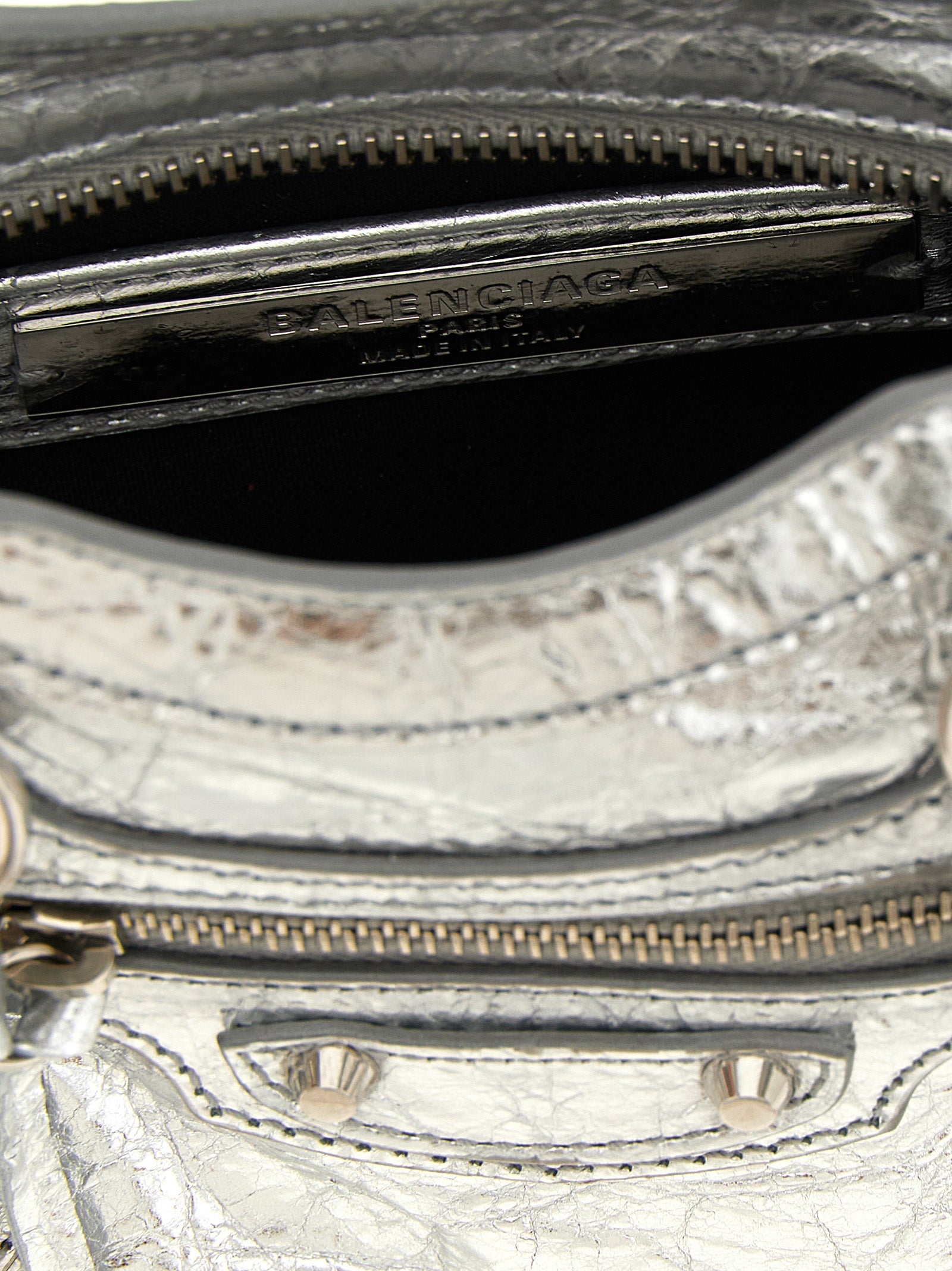 Balenciaga Silver Lamb Leather Crossbody Bag