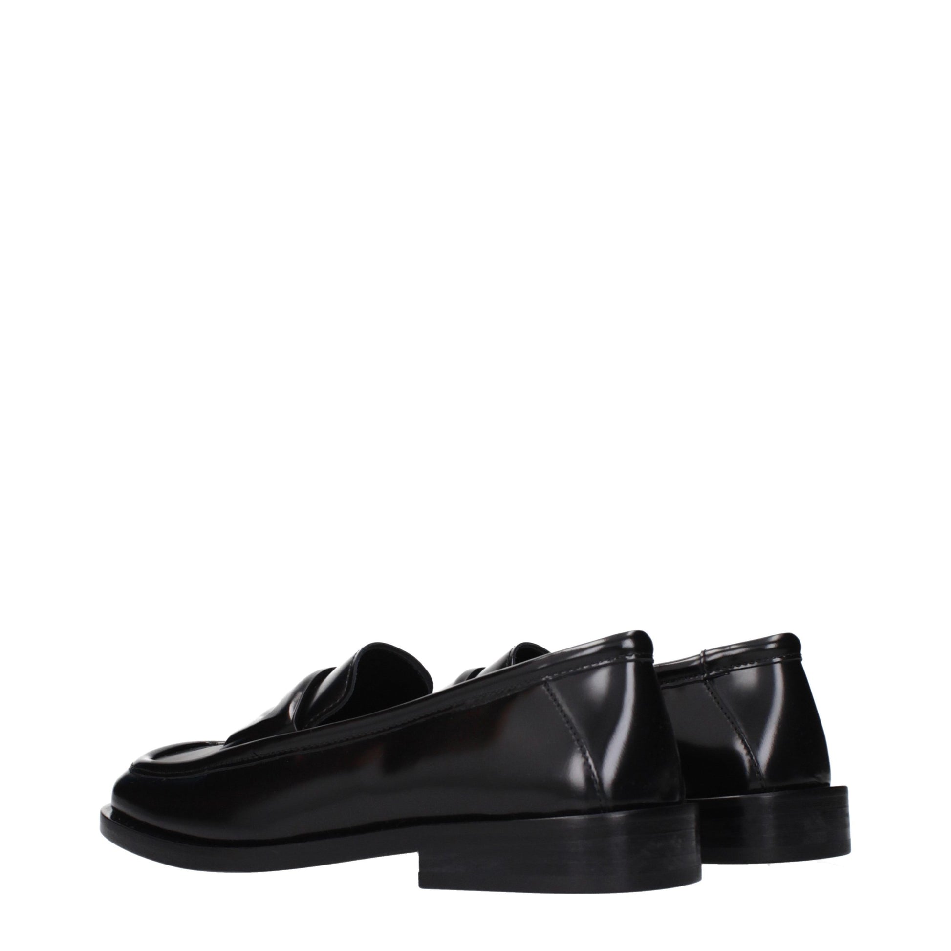 The Attico Black Leather Slip-On Loafers
