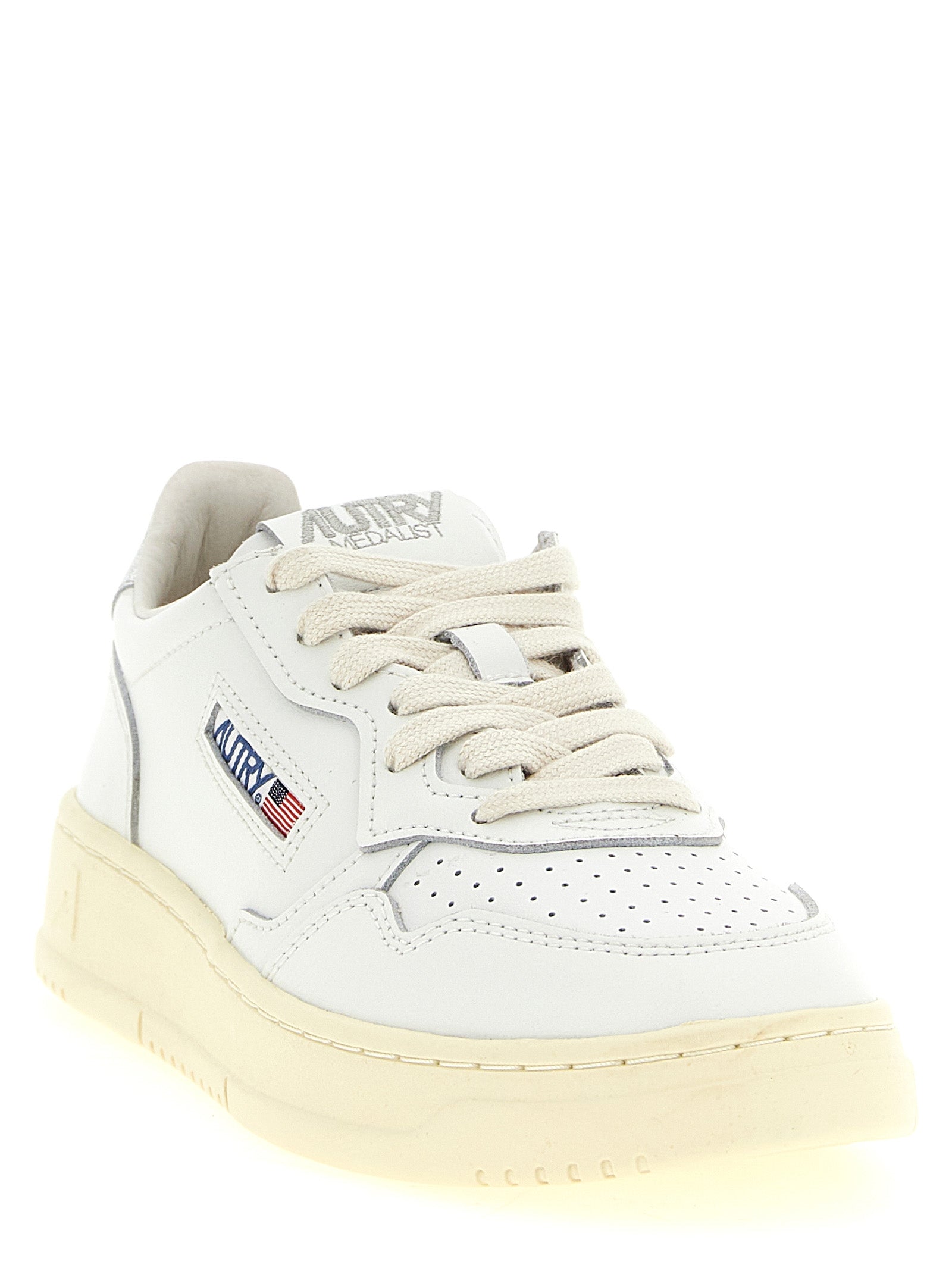 Autry Silver Cowhide Low Top Sneakers