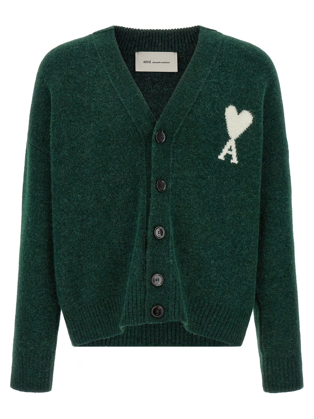 Ami Paris Bicolor Alpaca Leather Cardigan