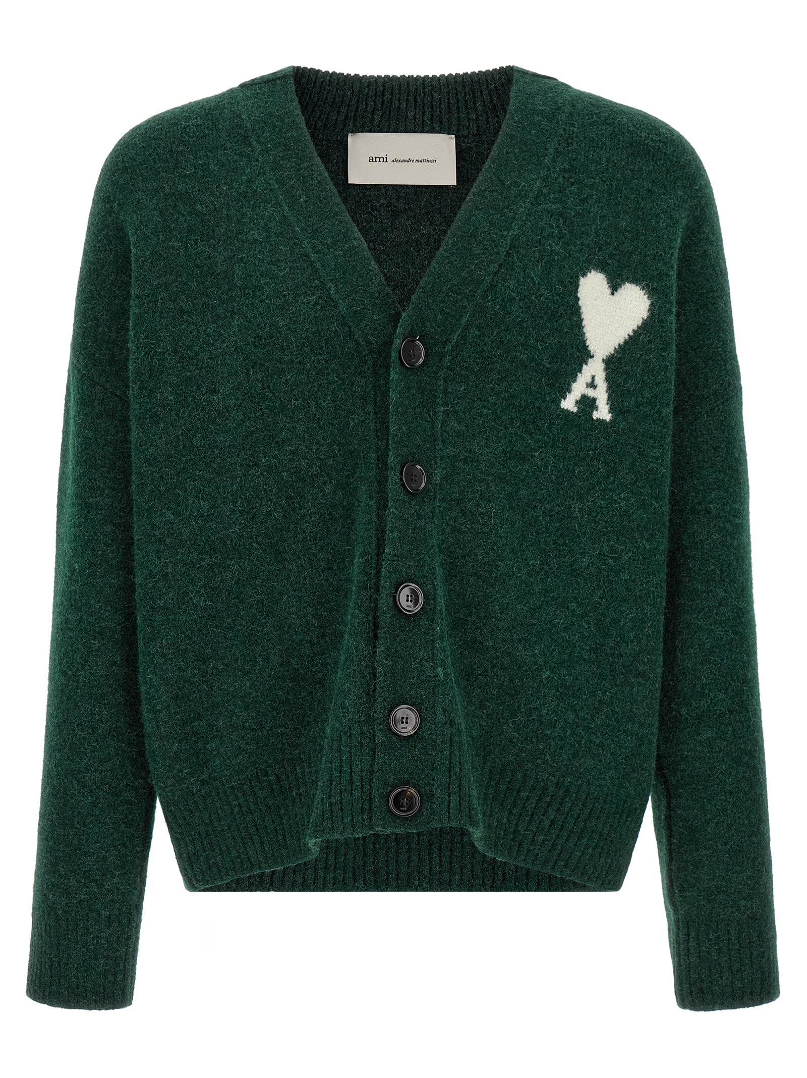Ami Paris Bicolor Alpaca Leather Cardigan
