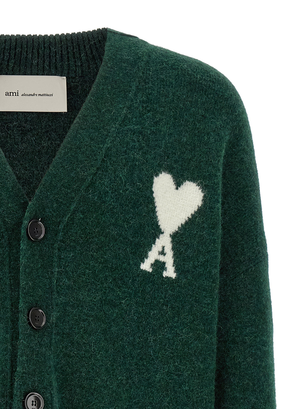Ami Paris Bicolor Alpaca Leather Cardigan