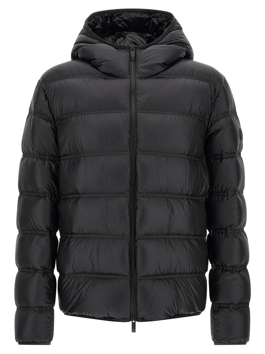 Moncler Schwarze Polyamid-Jacke in voller Länge
