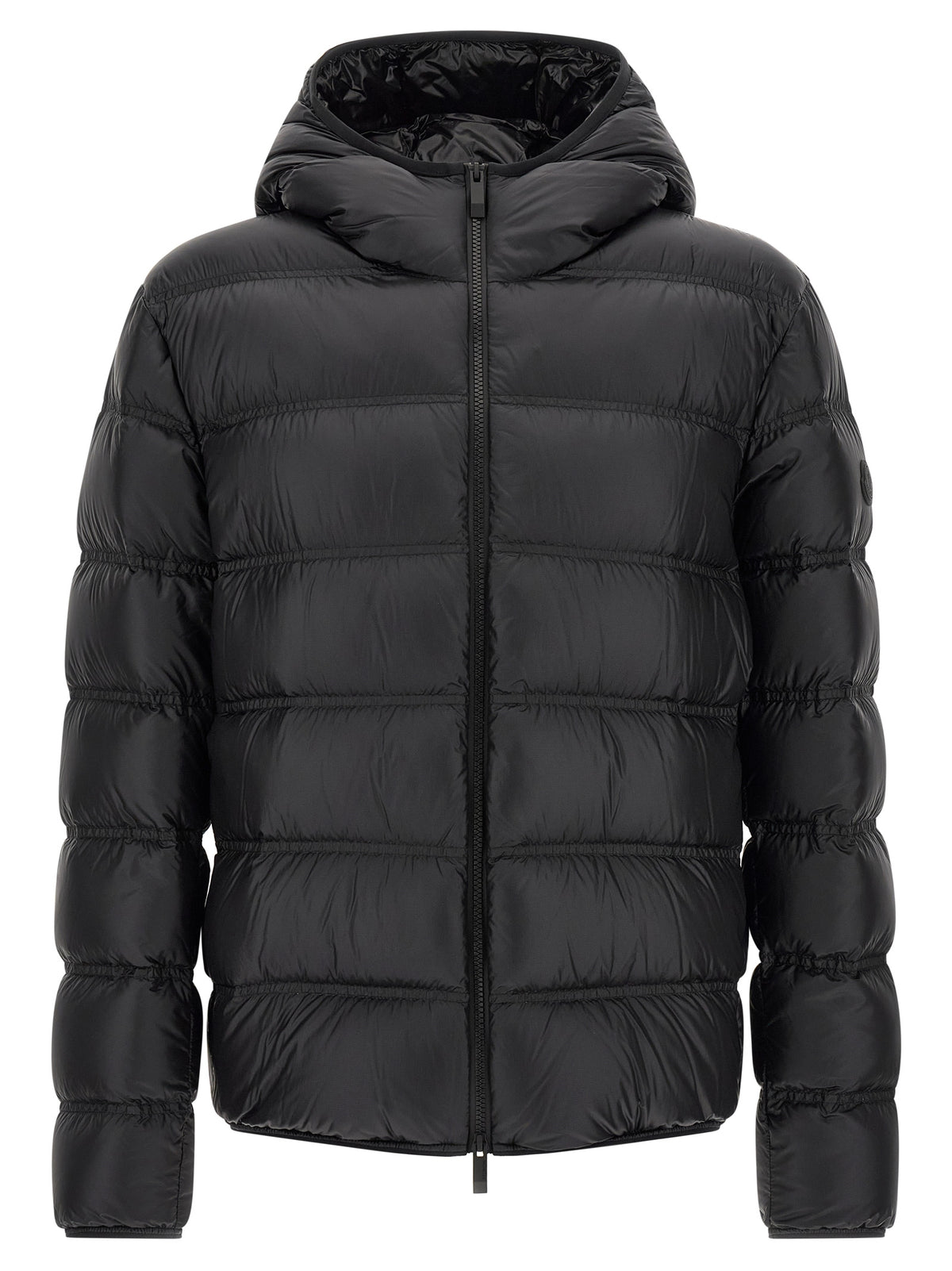 Moncler Schwarze Polyamid-Jacke in voller Länge