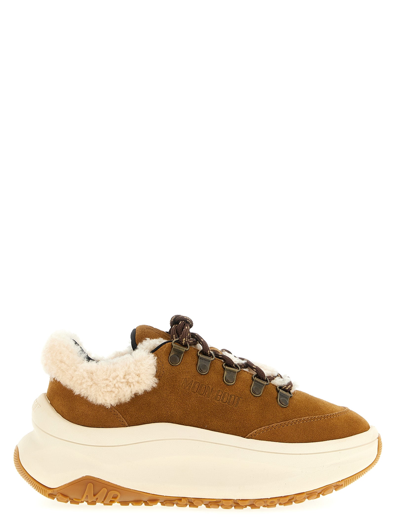 Moon Boot Beige Leather Chunky Sneakers