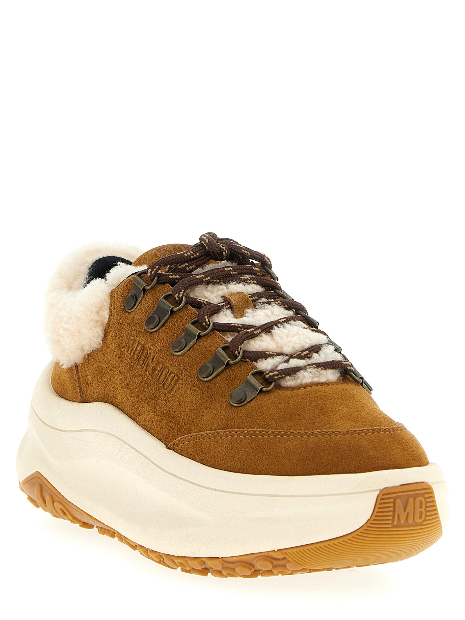 Moon Boot Beige Leather Chunky Sneakers