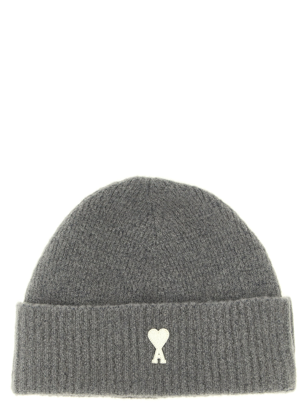 Ami Paris Gray Alpaca Leather Beanie