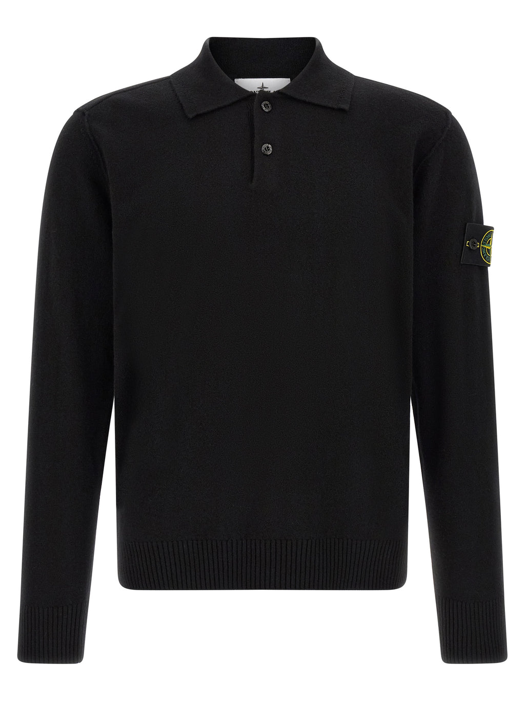 Stone Island Black Virgin Wool Polo Shirt