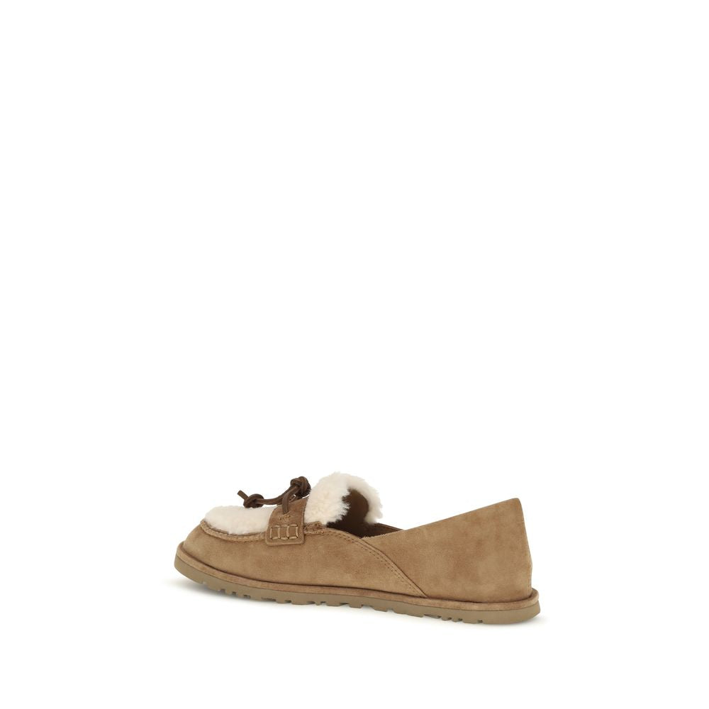UGG Beige Suede Leather Slip-On Loafers