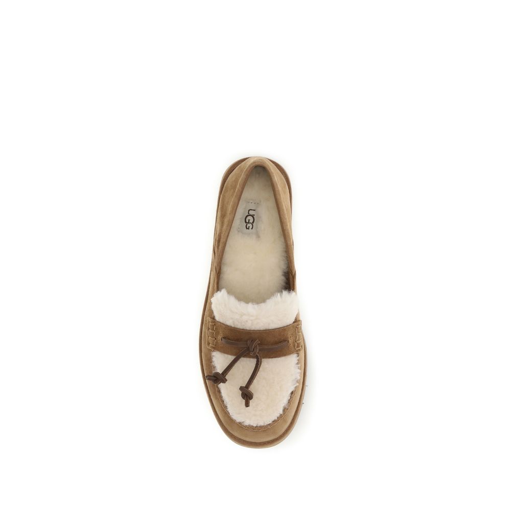 UGG Beige Suede Leather Slip-On Loafers