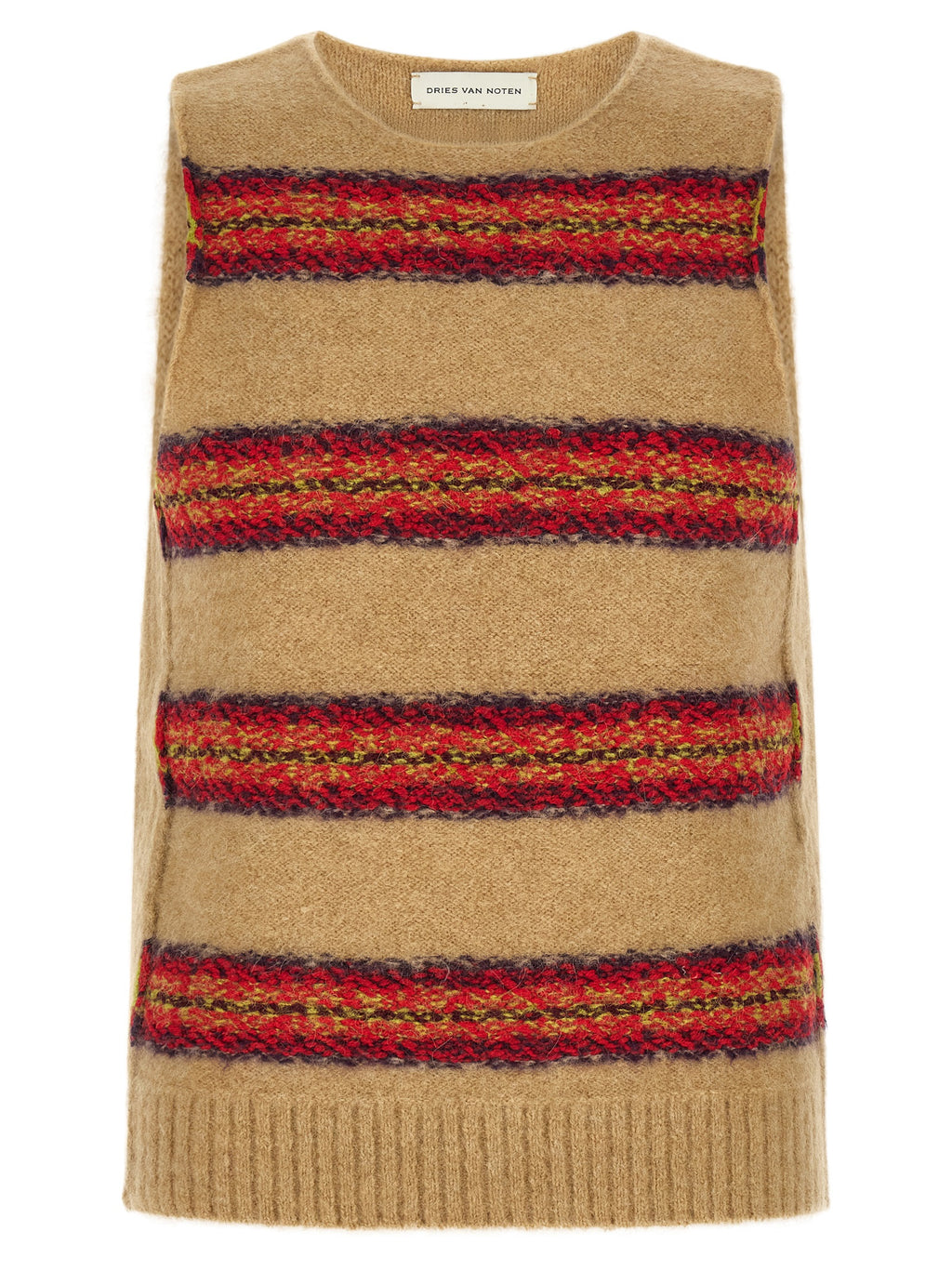 Dries Van Noten Beige Wool Sleeveles Sweater