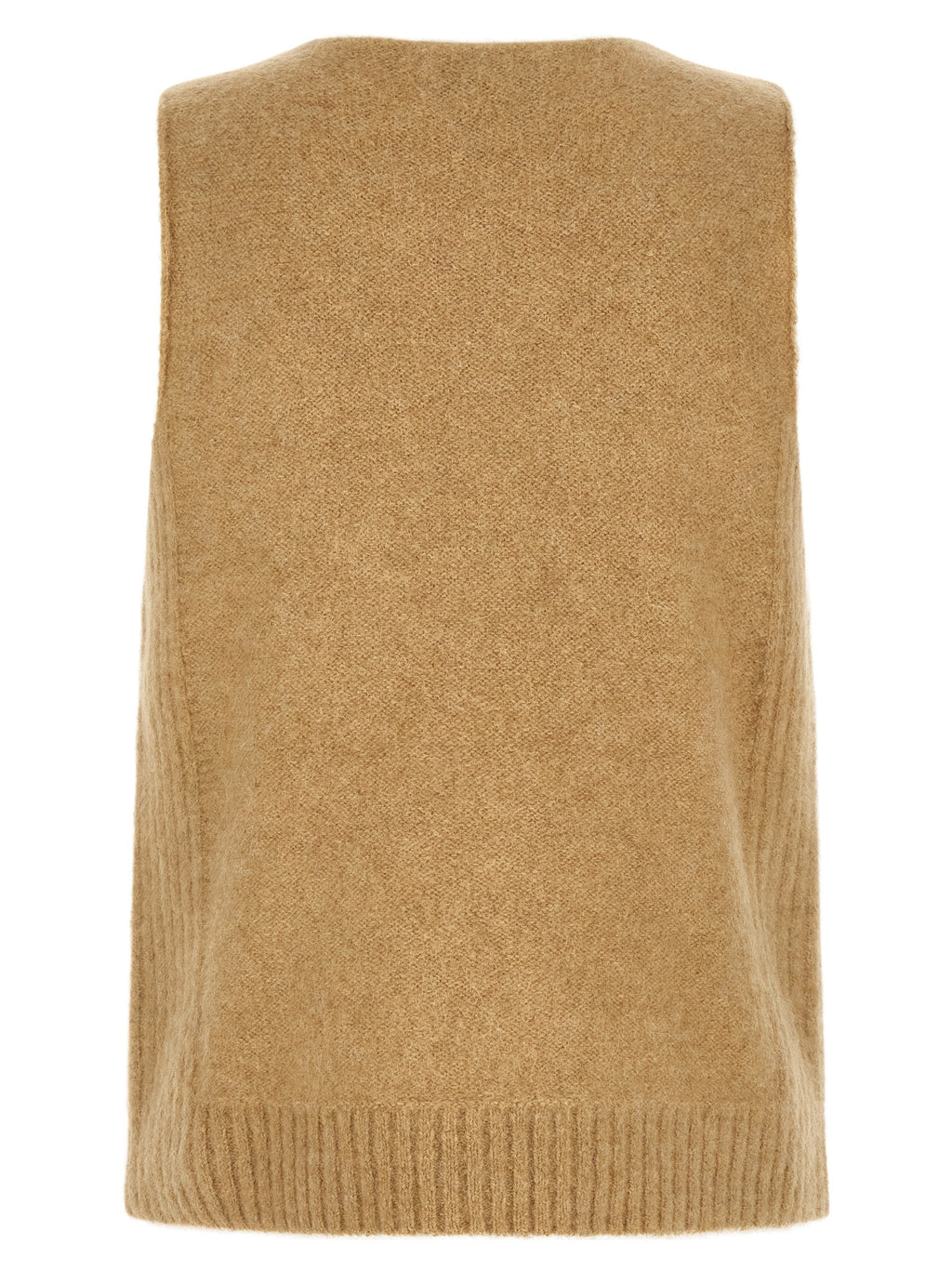 Dries Van Noten Beige Wool Sleeveles Sweater