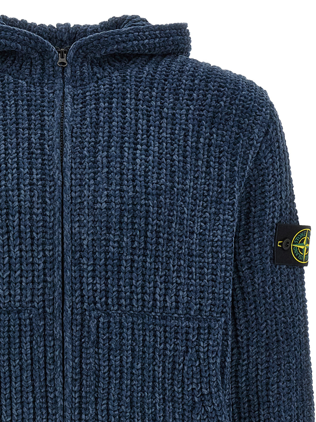 Stone Island Blaue Baumwollstrickjacke