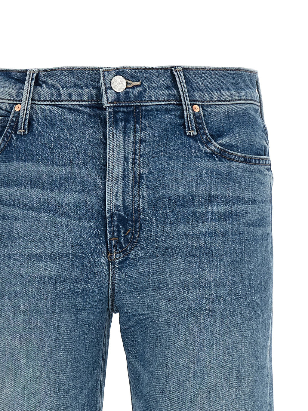 Mother Denim Blue Cotton Straight-Leg Jeans