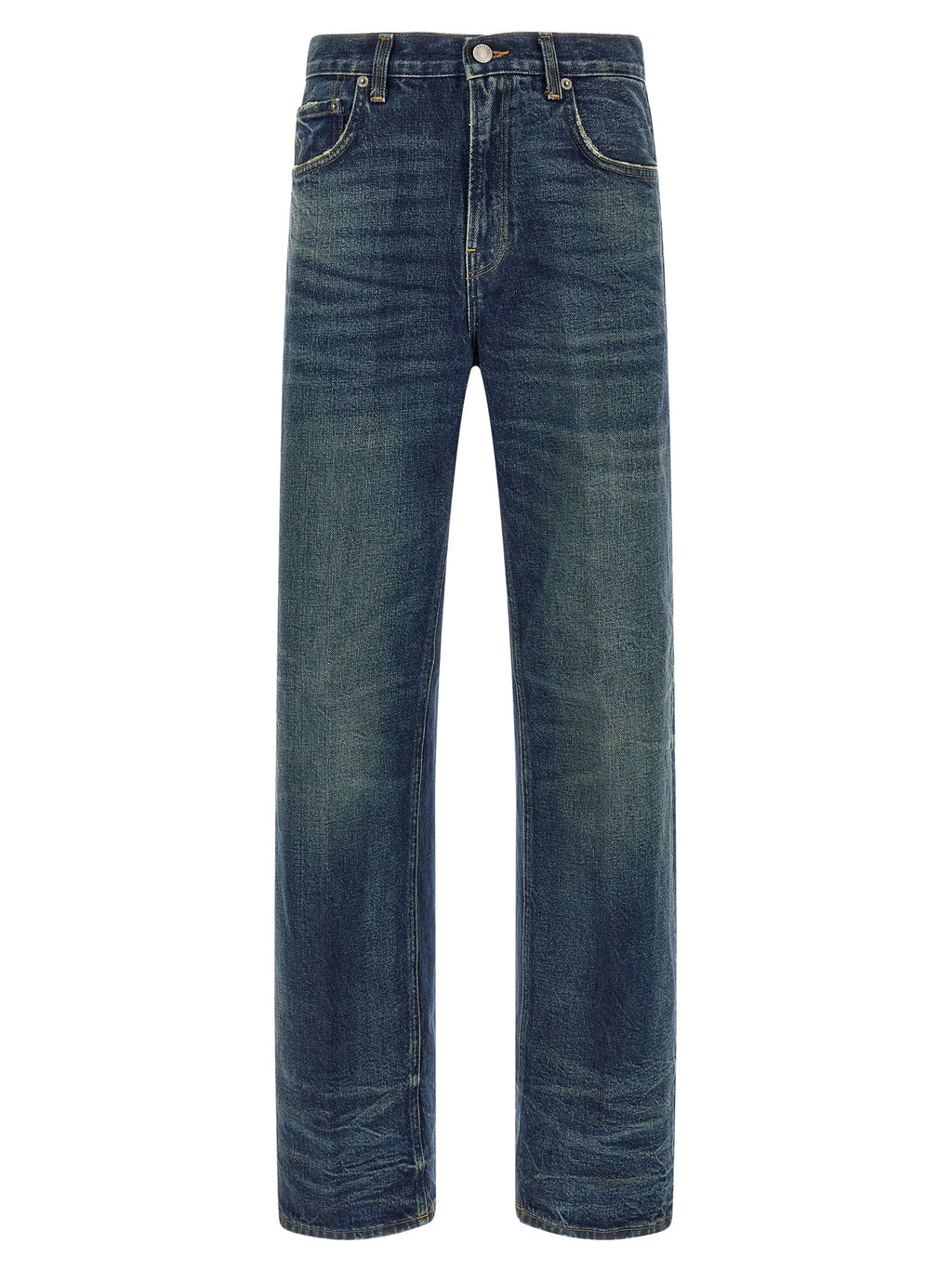 Haikure Blue Cotton Relaxed Fit Jeans