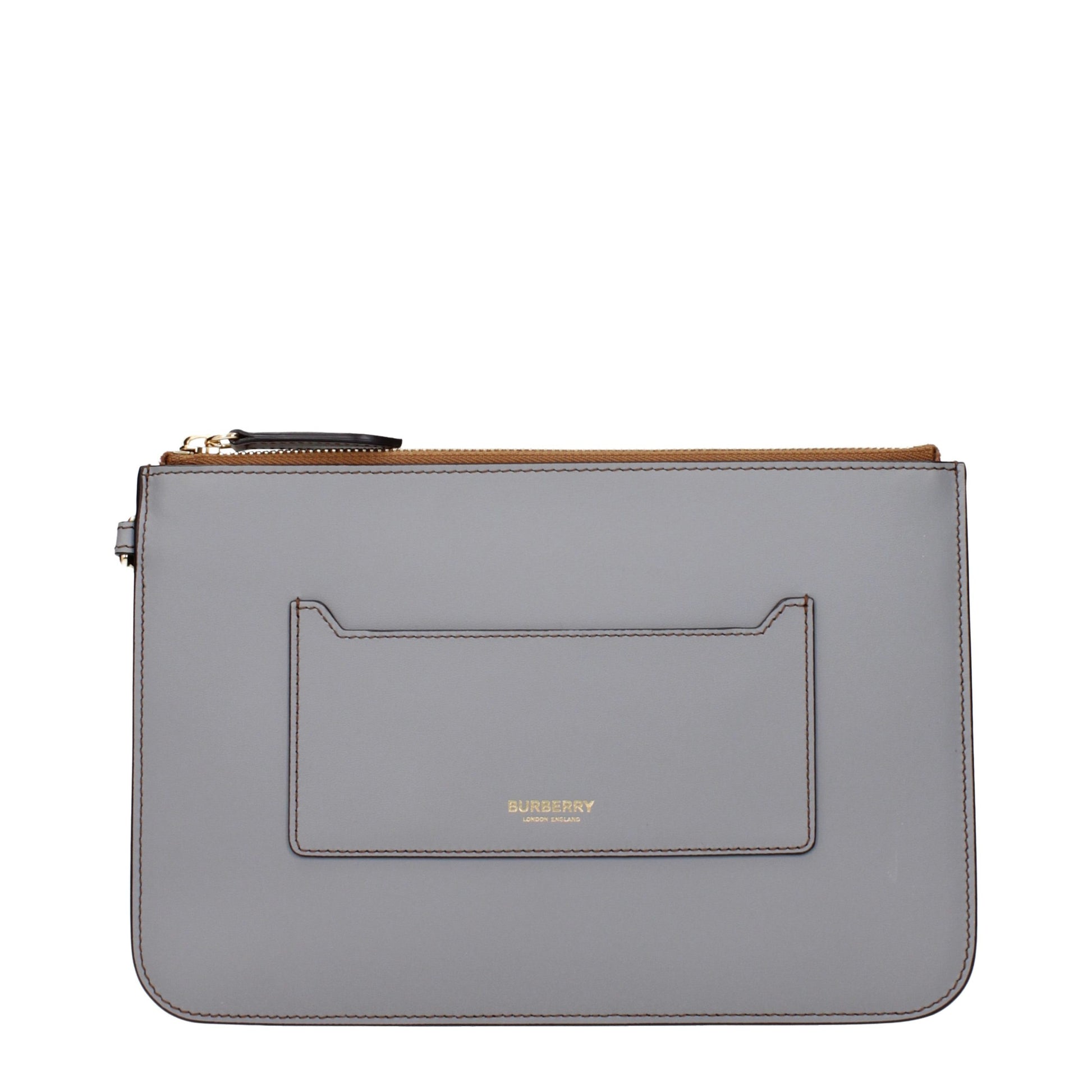 Burberry Gray Leather Clutch Bag