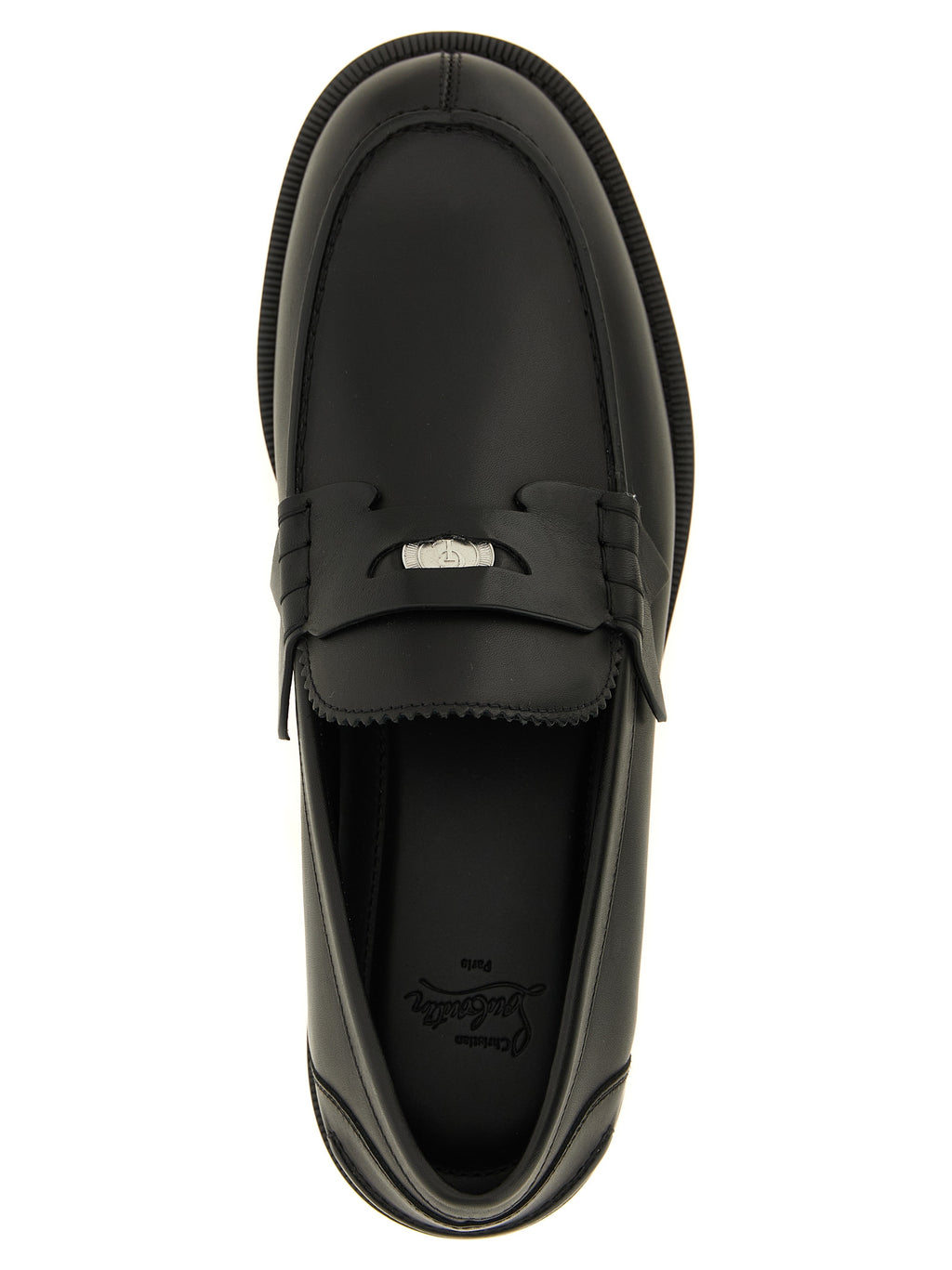 Christian Louboutin Black Calfskin Slip-On Loafers