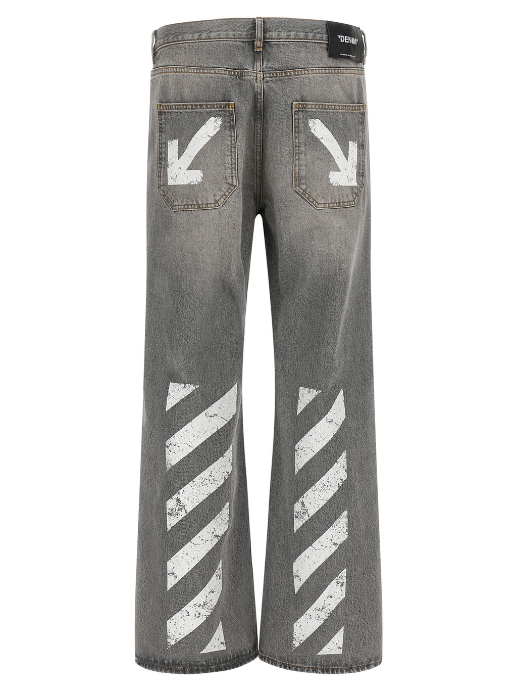 Off-White Gray Cotton Relaxed Fit Jeans