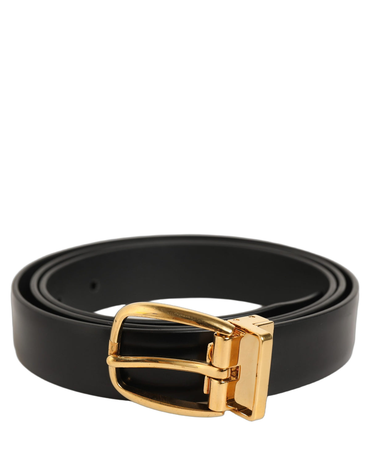 Dolce & Gabbana Gürtel aus schwarzem Leder mit goldfarbener Metallschnalle