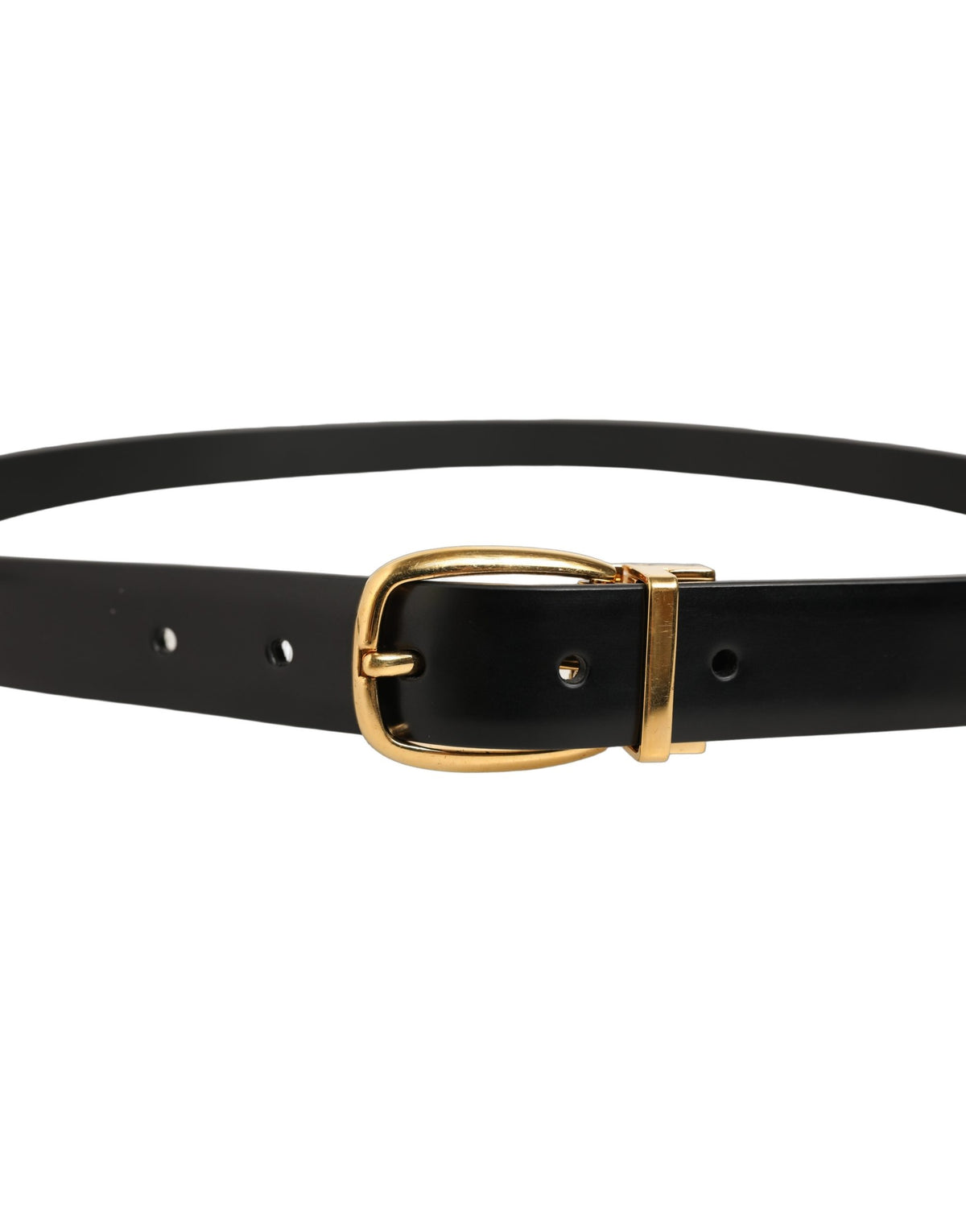 Dolce & Gabbana Gürtel aus schwarzem Leder mit goldfarbener Metallschnalle