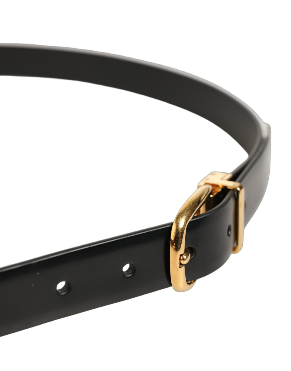 Dolce & Gabbana Gürtel aus schwarzem Leder mit goldfarbener Metallschnalle
