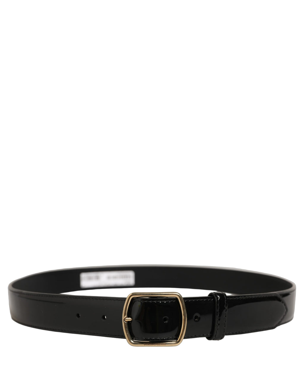 Dolce & Gabbana Gürtel aus schwarzem Lackleder mit goldener Metallschnalle