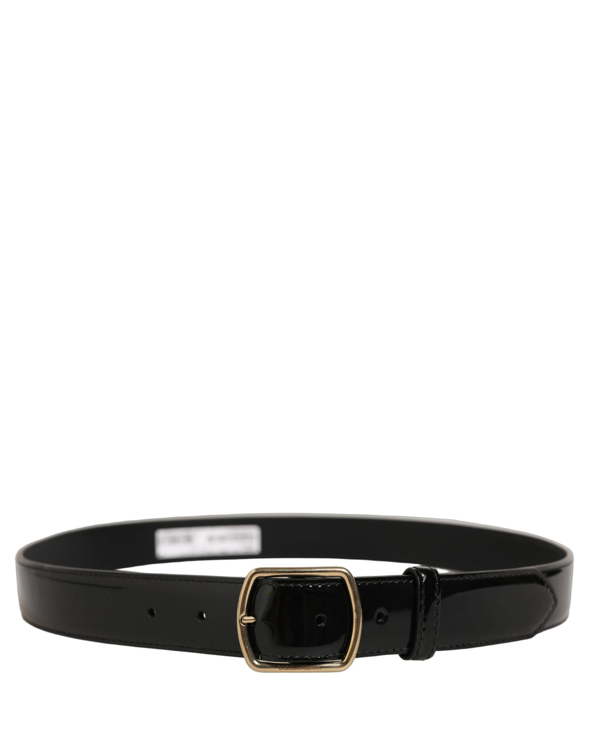 Dolce & Gabbana Gürtel aus schwarzem Lackleder mit goldener Metallschnalle
