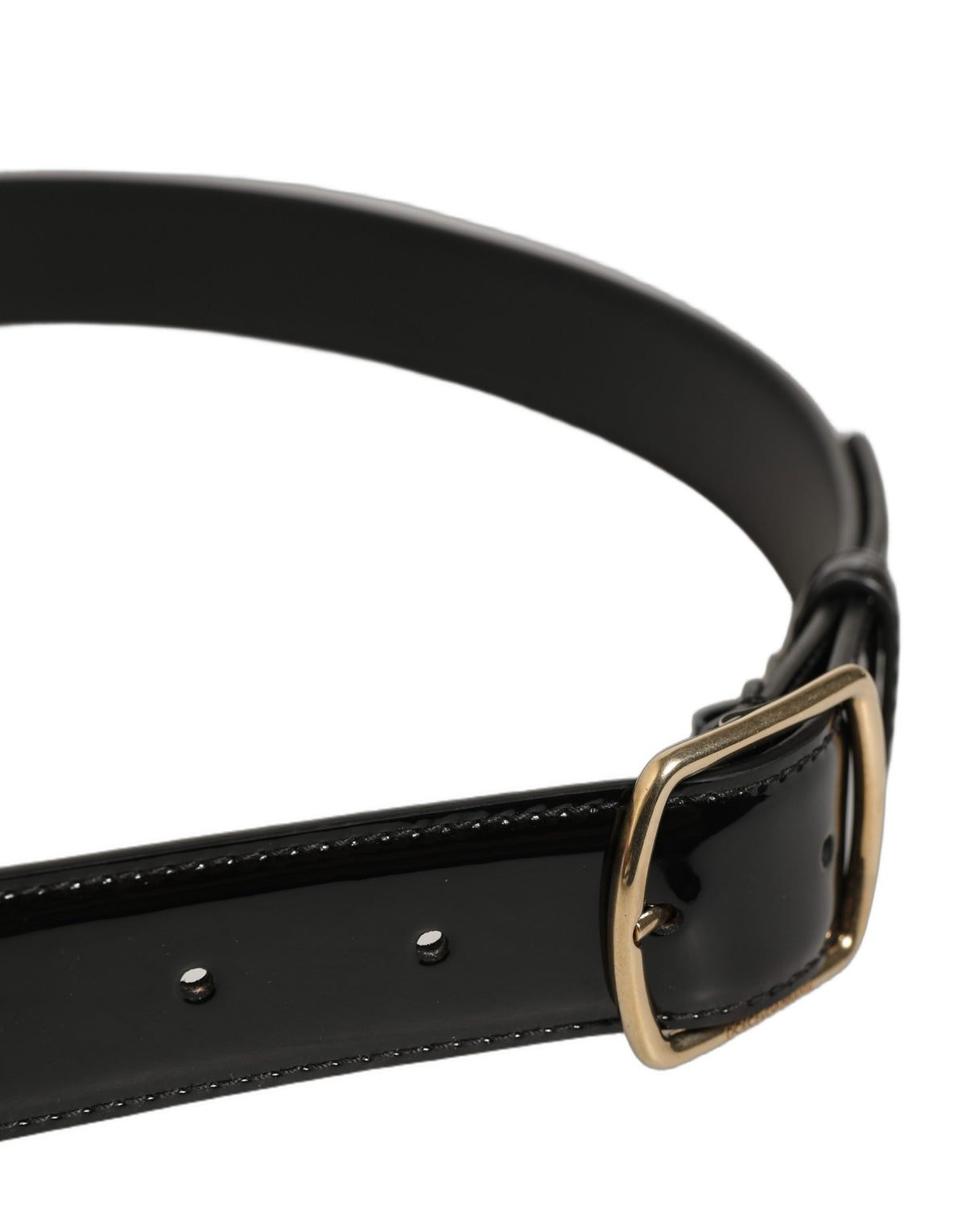 Dolce & Gabbana Gürtel aus schwarzem Lackleder mit goldener Metallschnalle