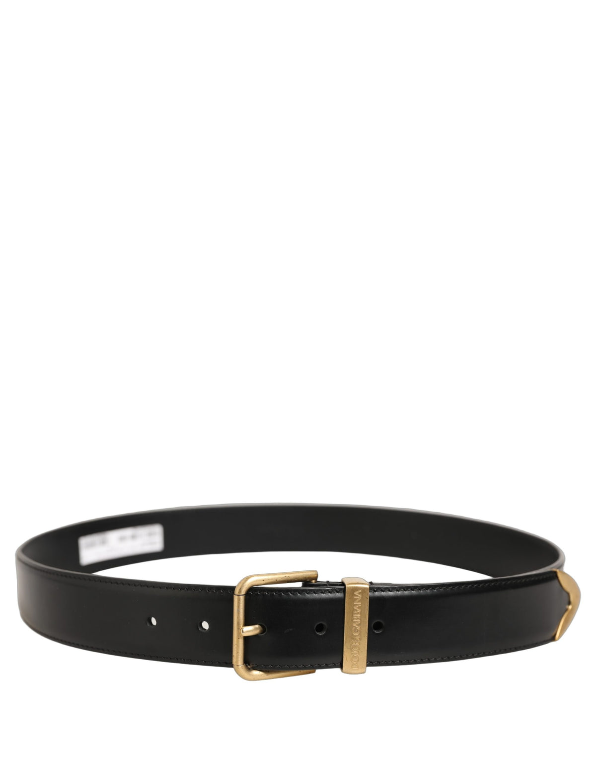 Dolce & Gabbana Gürtel aus schwarzem Leder mit goldfarbener Logokelnschnalle