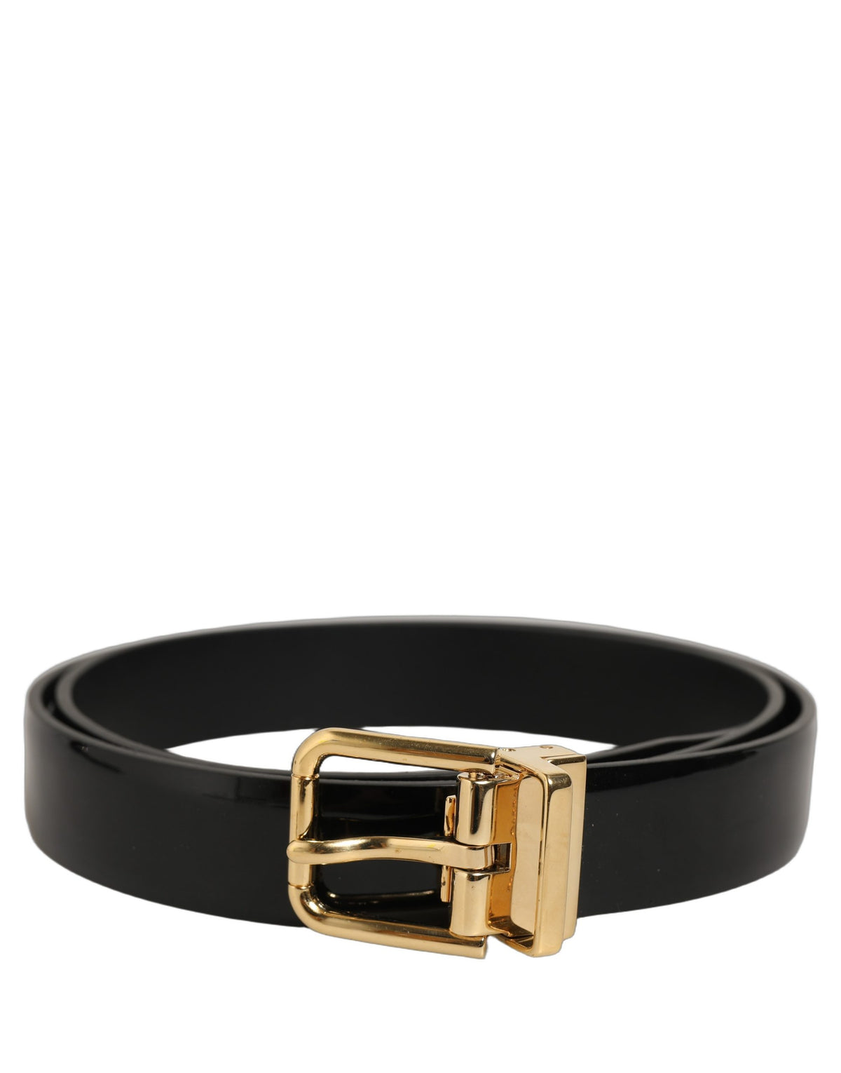 Dolce & Gabbana Black Classic Leather Gold Tone Buckle Belt