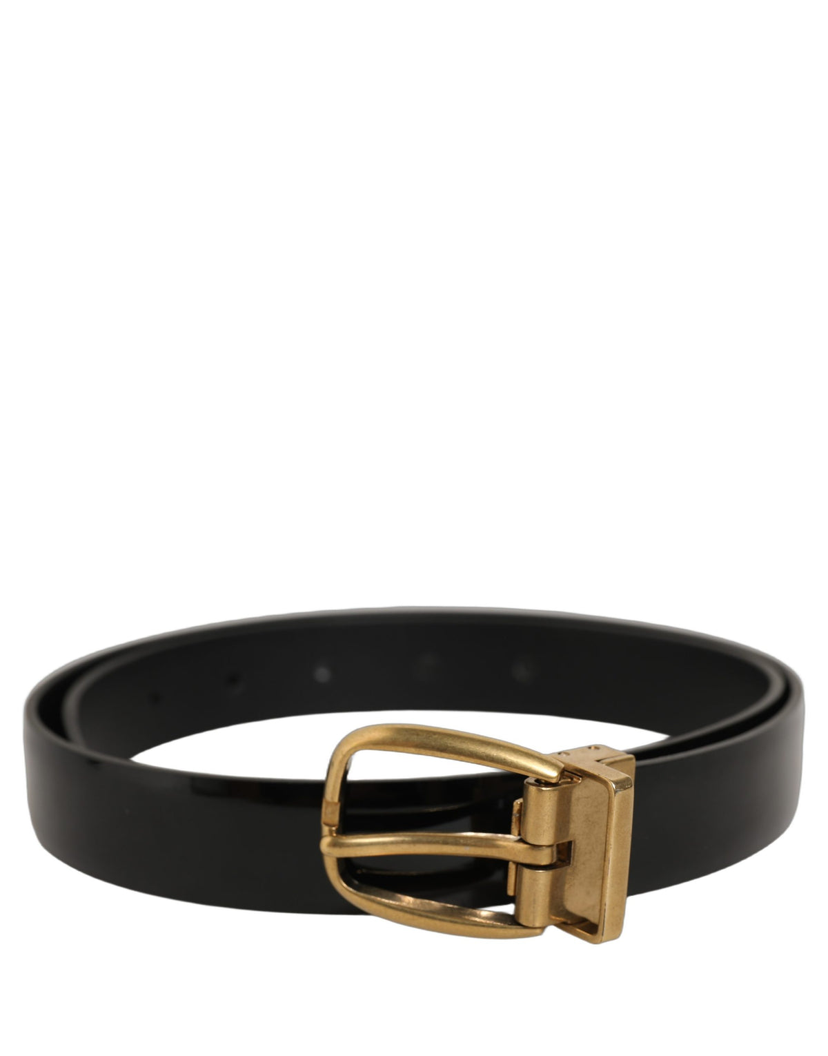 Dolce & Gabbana Schwarzer klassischer Ledergürtel mit goldfarbener Schnalle