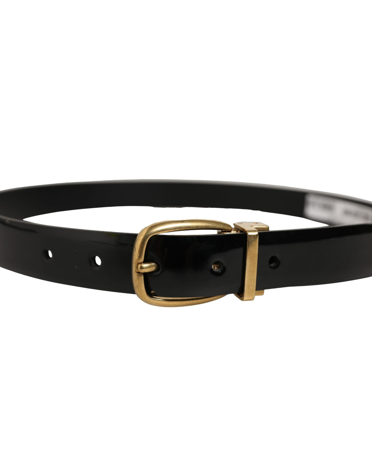 Dolce & Gabbana Schwarzer klassischer Ledergürtel mit goldfarbener Schnalle