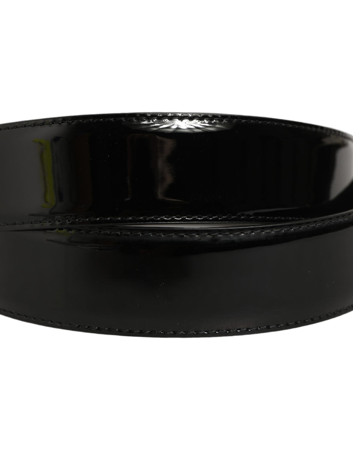 Dolce & Gabbana Gürtel aus schwarzem Lackleder mit Silberschnalle