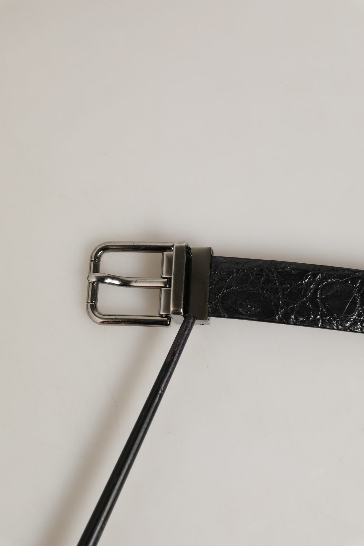 Dolce & Gabbana Schwarzer Ledergürtel mit silberner Metallschnalle für Herren