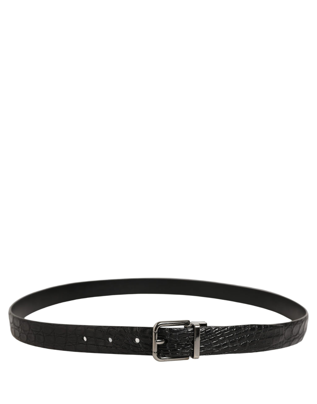 Dolce & Gabbana Schwarzer Ledergürtel mit silberner Metallschnalle für Herren