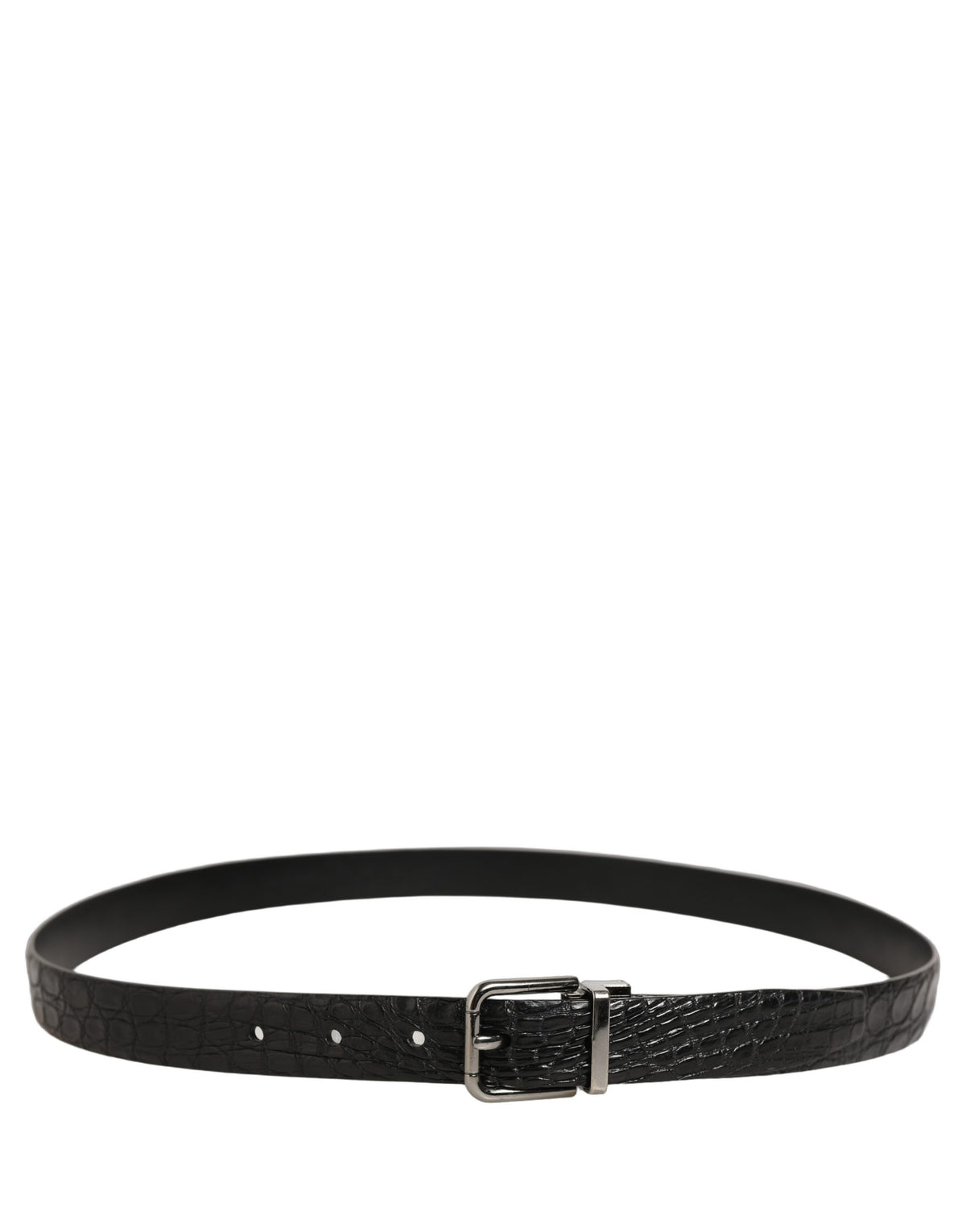 Dolce & Gabbana Schwarzer Ledergürtel mit silberner Metallschnalle für Herren