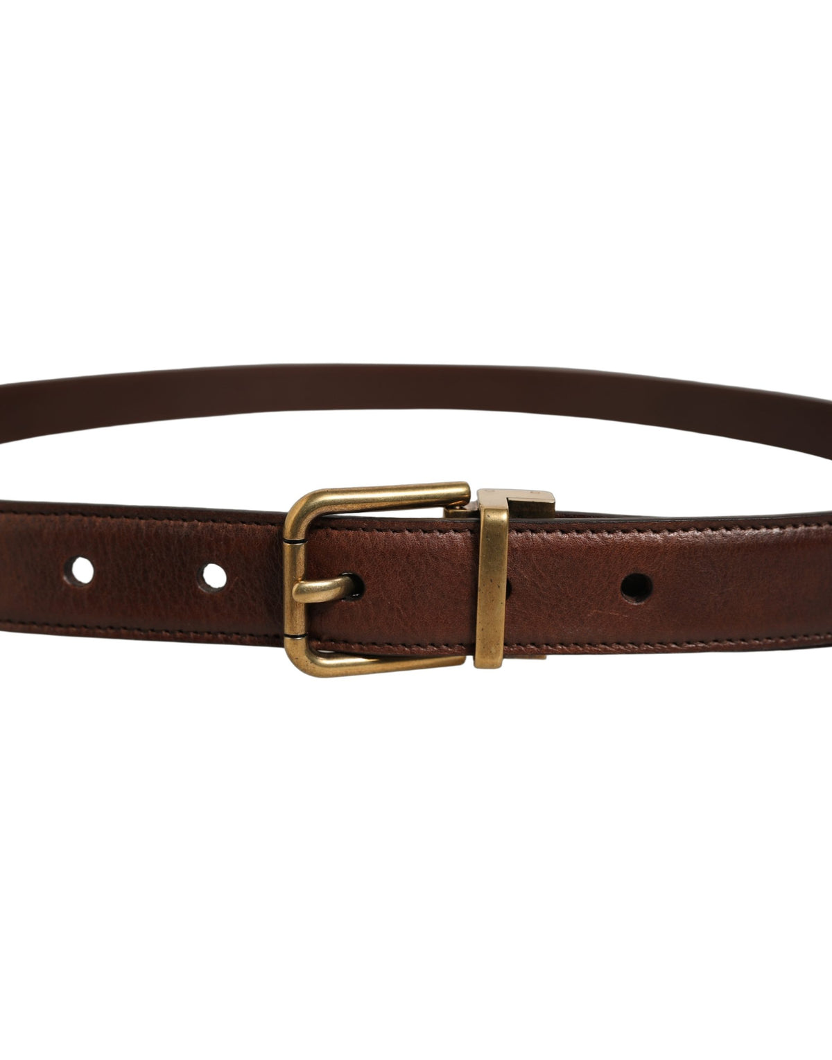 Dolce & Gabbana Brauner Ledergürtel mit goldfarbener Metallschnalle