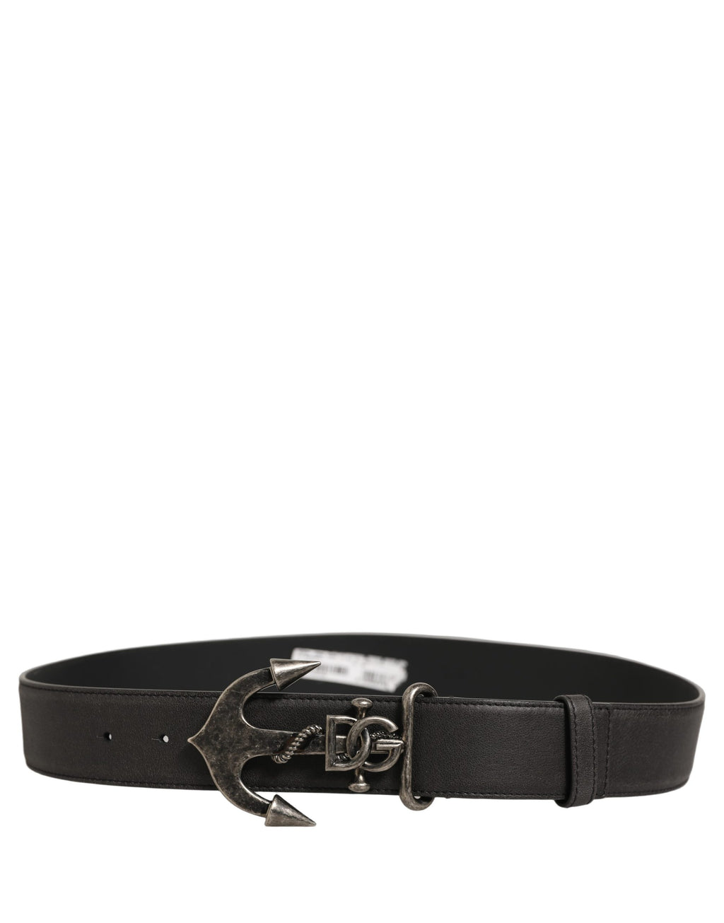 Dolce & Gabbana Schwarzer Ledergürtel mit Anker-Logo-Metallschnalle