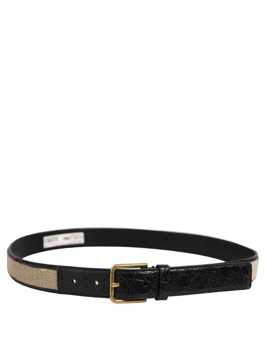 Dolce & Gabbana Beige Schwarz geflochtener Ledergürtel mit Metallschnalle