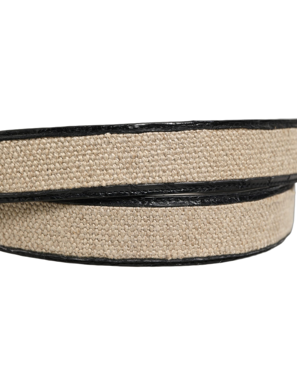 Dolce & Gabbana Beige Schwarz geflochtener Ledergürtel mit Metallschnalle
