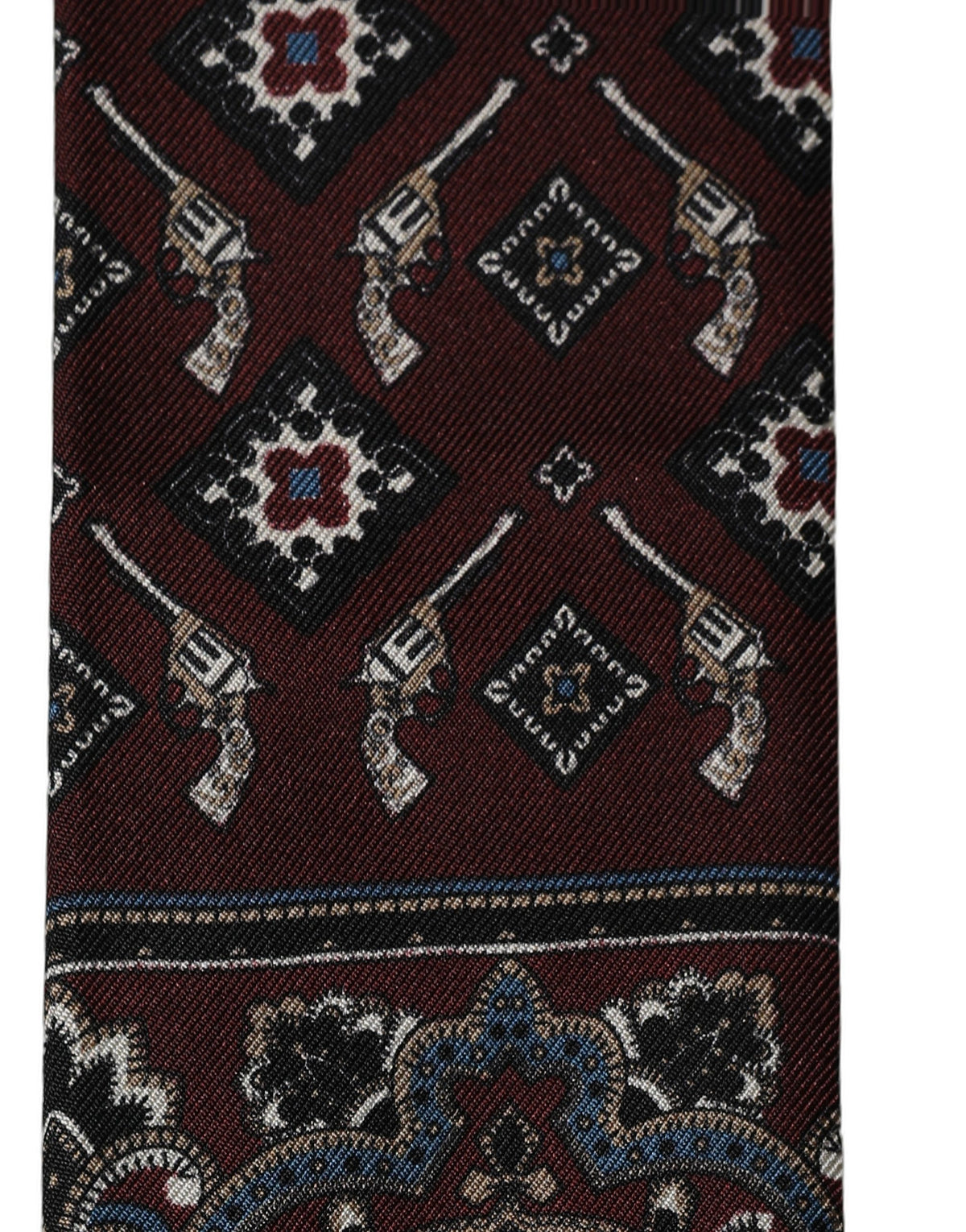 Dolce & Gabbana Burgundfarbener schmaler Twilly-Schal mit Fransen