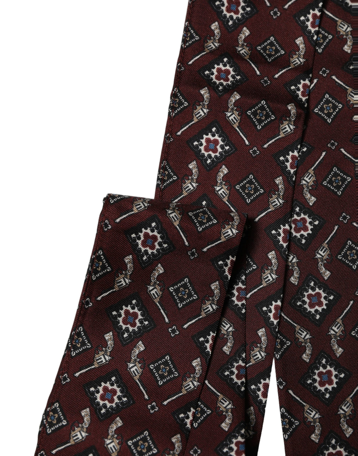 Dolce & Gabbana Burgundfarbener schmaler Twilly-Schal mit Fransen