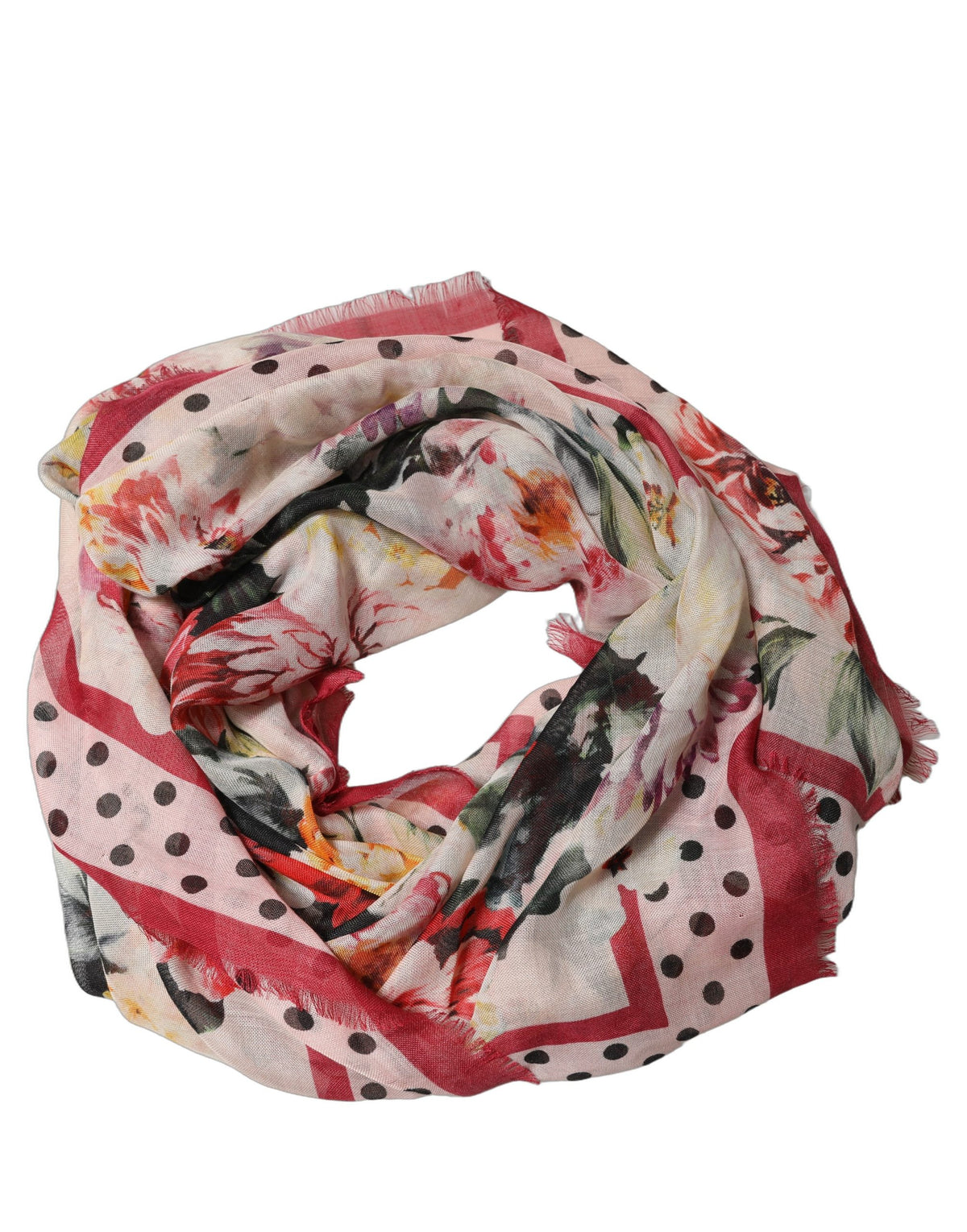 Dolce & Gabbana Fransiger Schal mit mehrfarbigem Blumenmuster