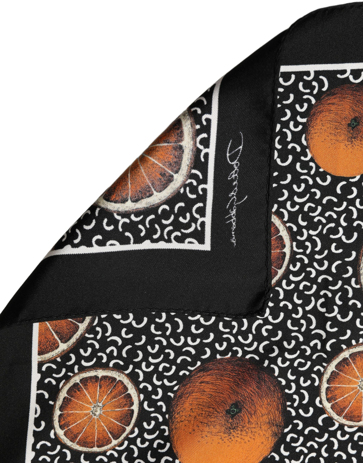 Dolce & Gabbana Schwarzer Seidenschal mit orangefarbenem Einstecktuch