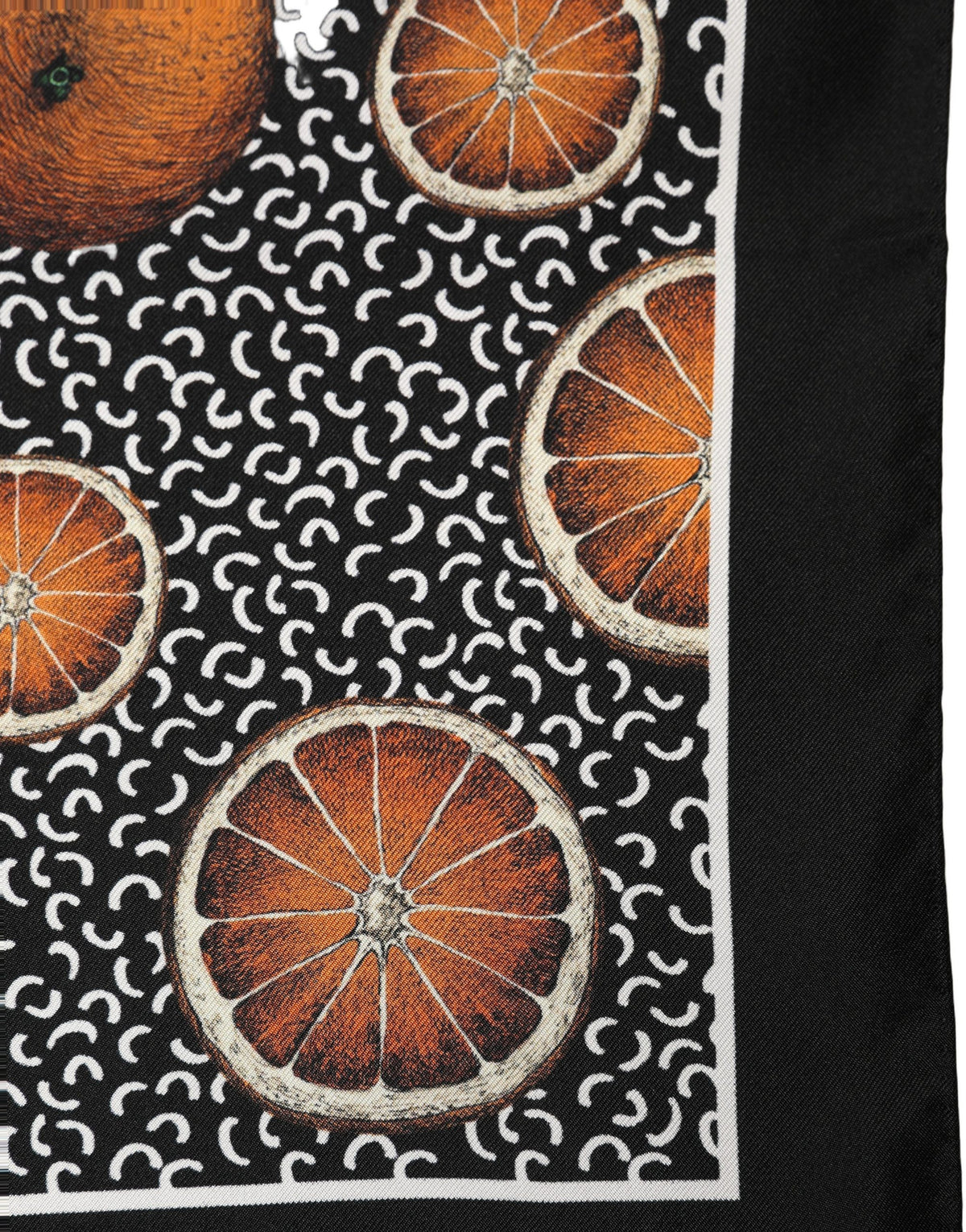 Dolce & Gabbana Schwarzer Seidenschal mit orangefarbenem Einstecktuch